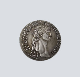 Réplica de moneda romana del emperador Claudio