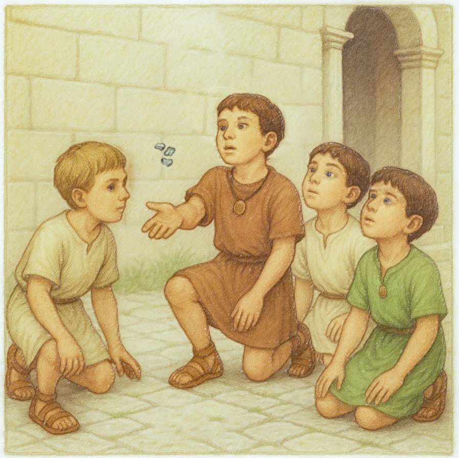 Niños lanzando tabas Niños romanos lanzando las tabas