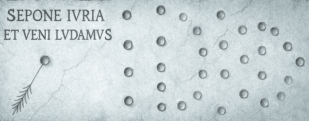 Circuito para canicas romano Ilustración de pista romana para jugar canicas