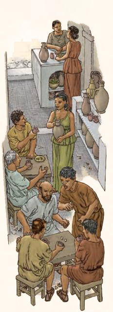 Jugadores en la taberna Escena de taberna romana con jugadores
