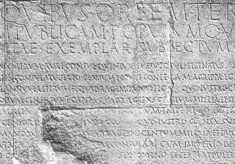 Fragmento de las Res Gestae de Augsuto Fragmento de las Res Gestae de Augsuto con la que se ha entrenado la IA Eneas